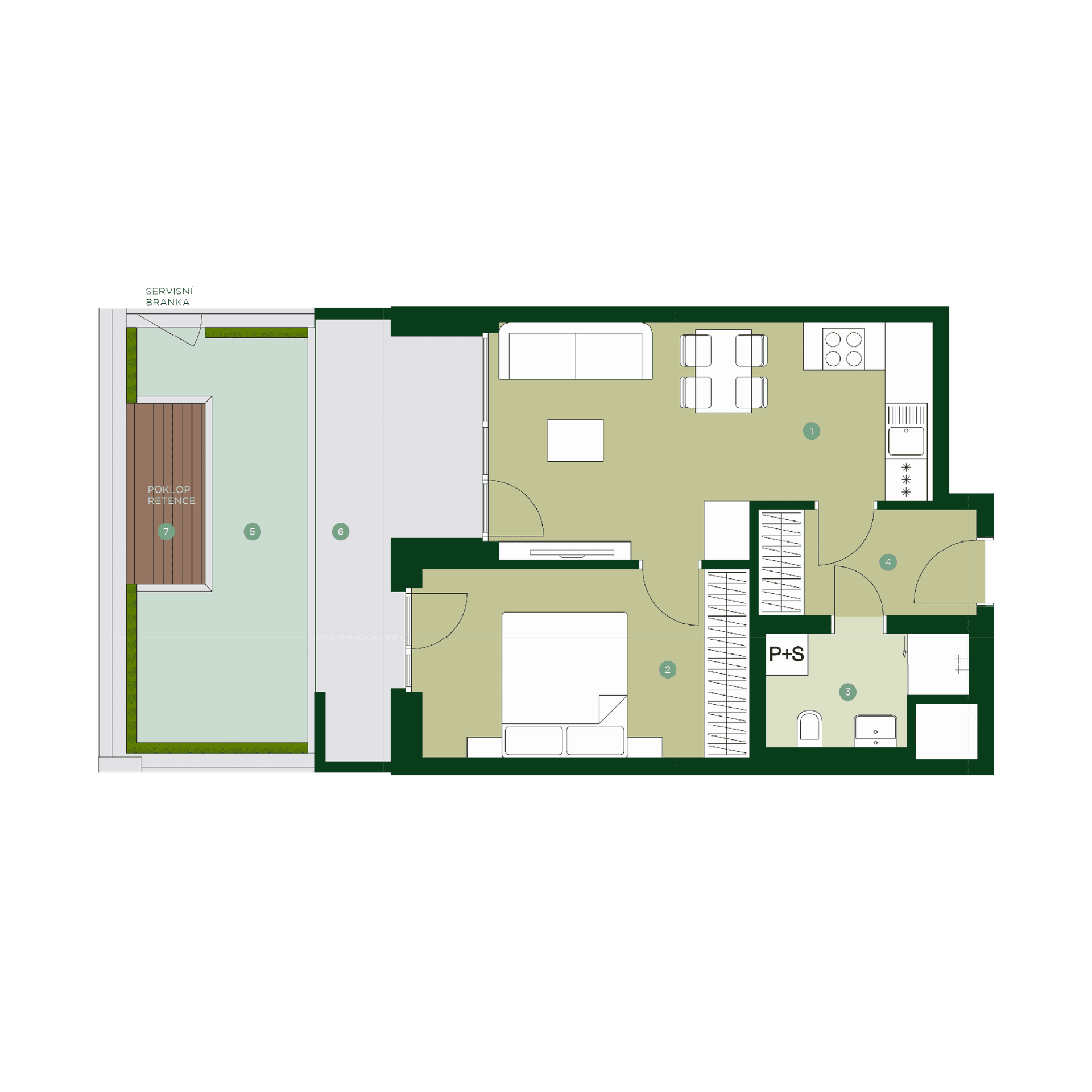 Půdorys bytu TB 1.106