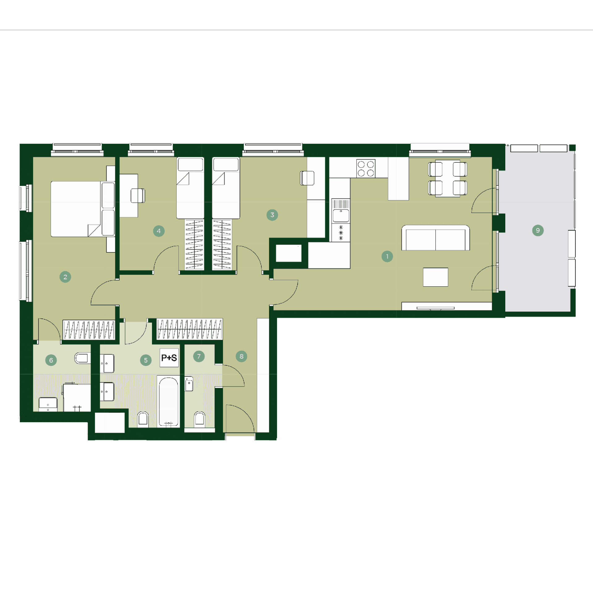 Půdorys bytu TB 1.413